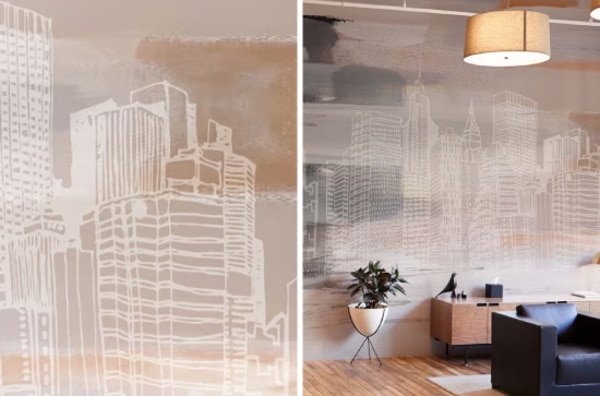 オフィスにお洒落な街並みのアート壁紙