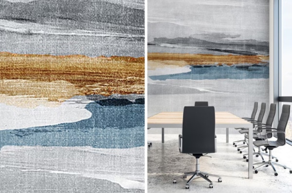 オフィスに迫力あるペイントのアート壁紙