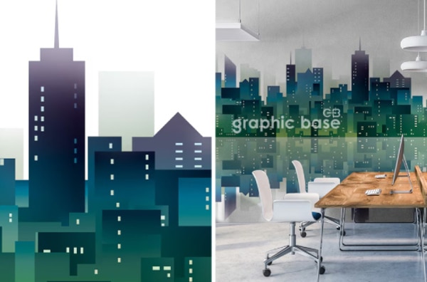 オフィスにスタイリッシュな街並みの壁紙