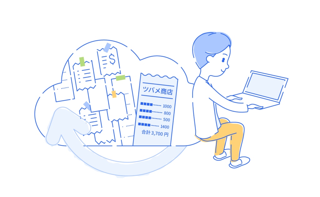 AIファイル自動記帳βへ書類をアップロードしデータ化する概念図