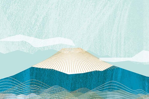 コラージュのような富士山の壁紙