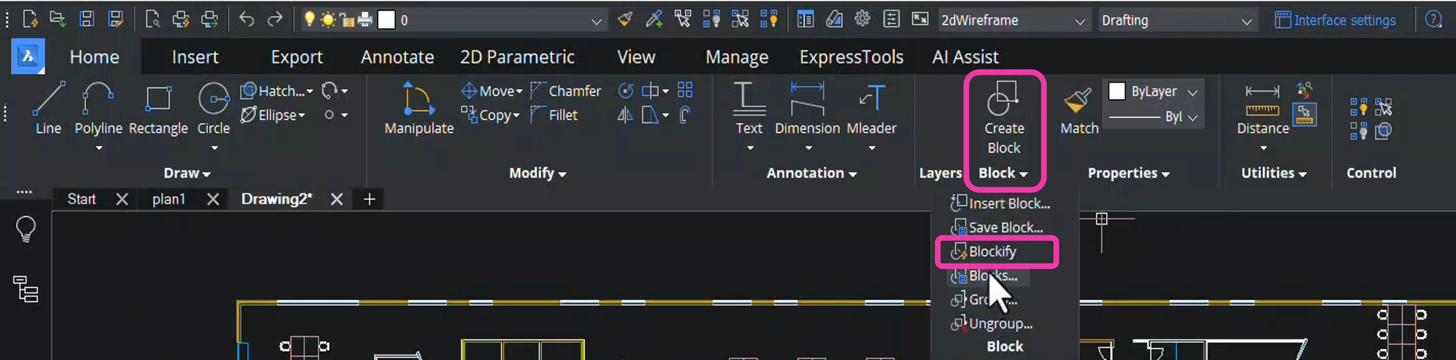 BricsCAD BLOCKIFY（ブロック化）