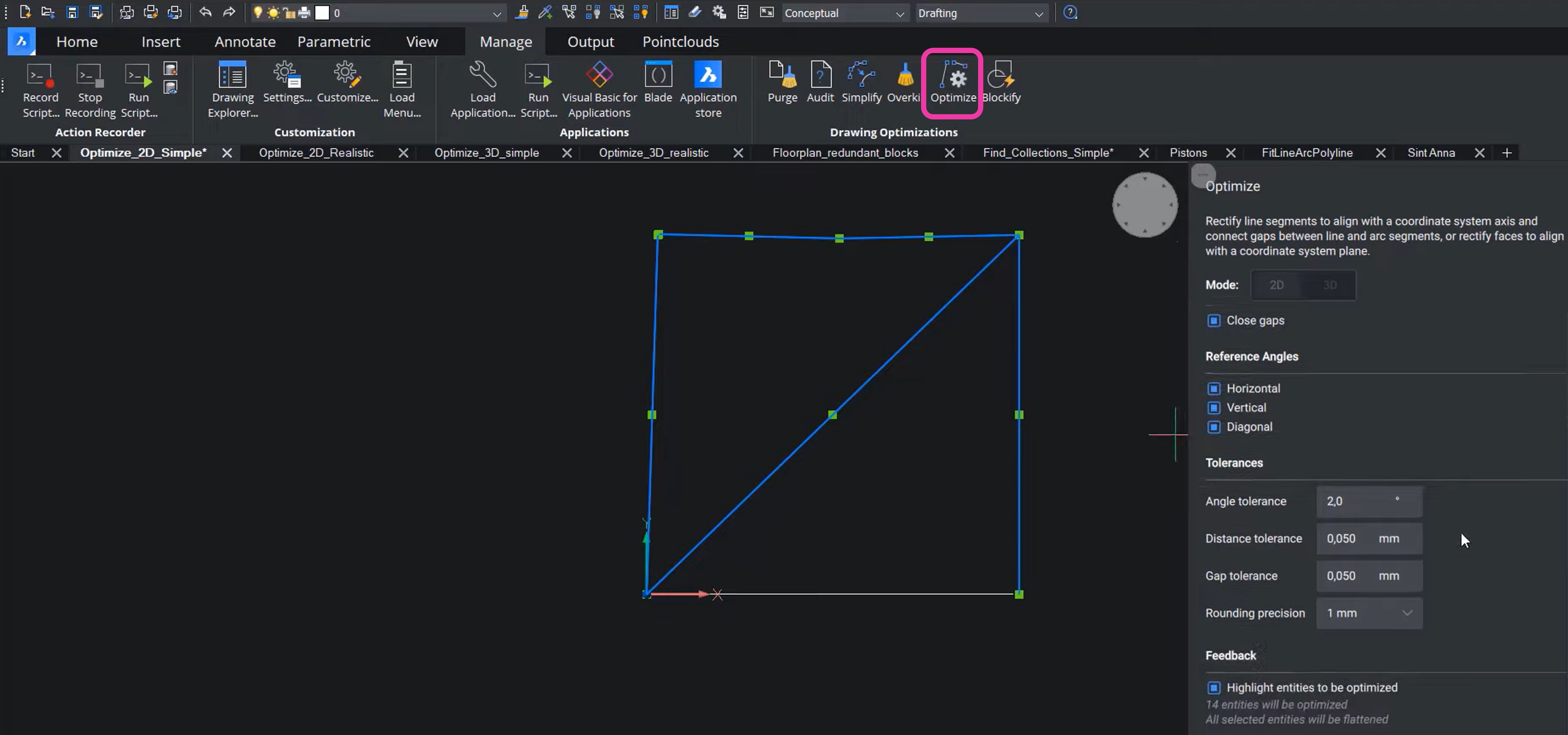 BricsCAD OPTIMIZE（最適化）