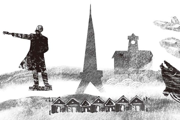 水墨画のような北海道イメージの壁紙