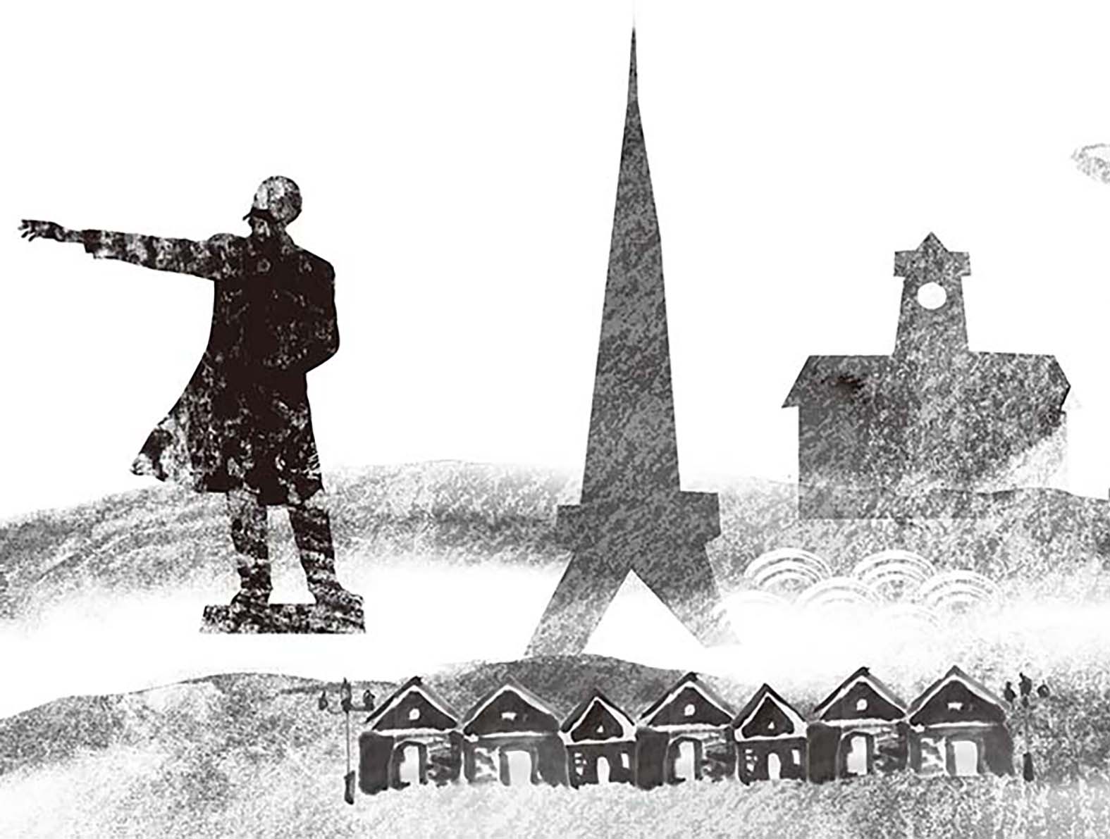 水墨画のような北海道イメージの壁紙