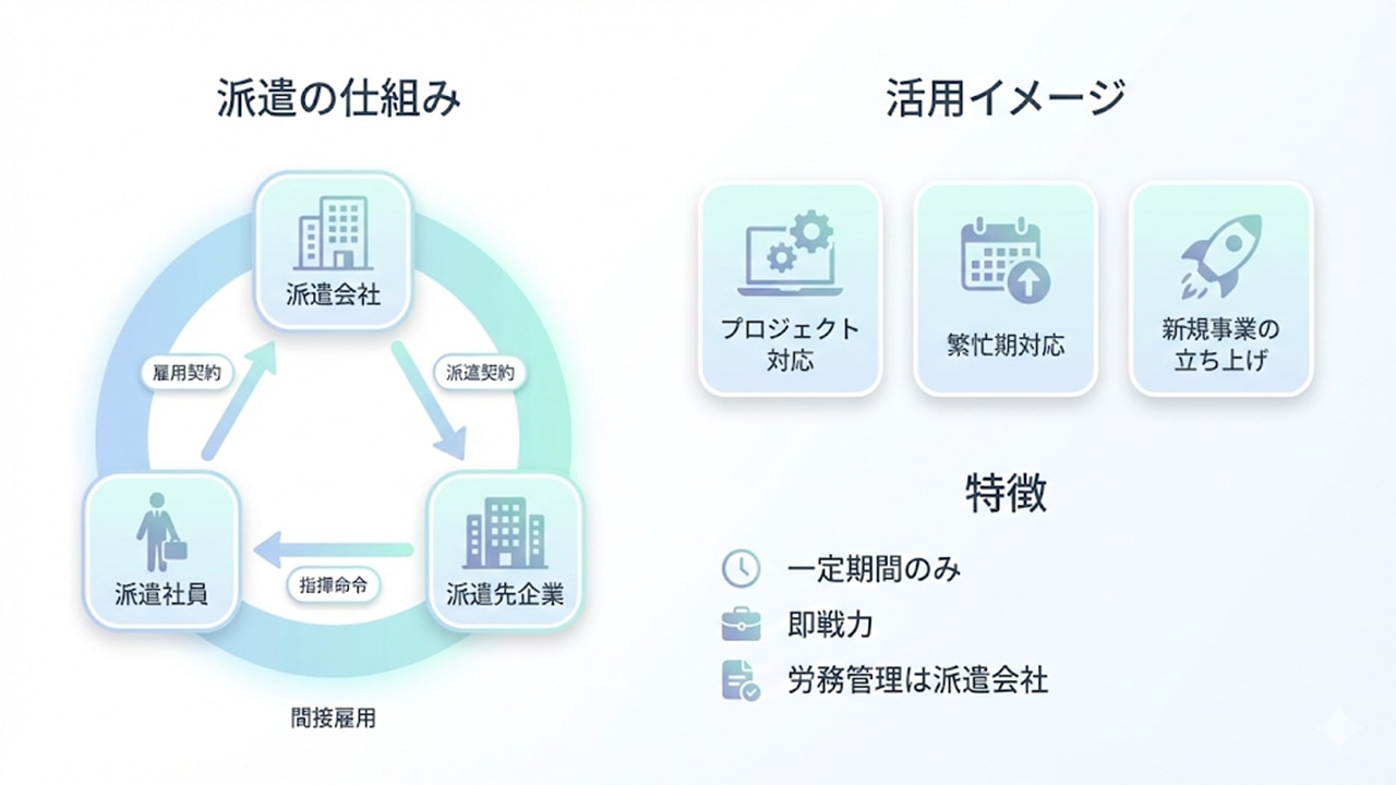 人材派遣の仕組みと活用イメージ図