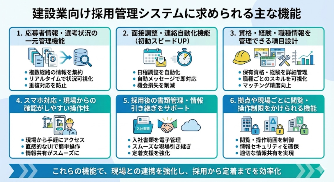 建設業むけ採用管理システムに求められる機能