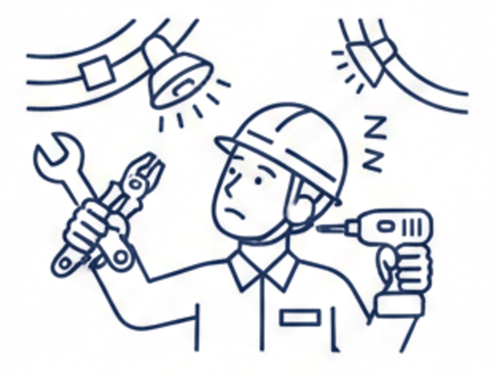 電気工事・設備点検中の作業員のイラスト