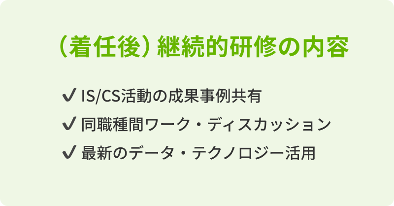 IS/CS着任後の継続的研修の内容