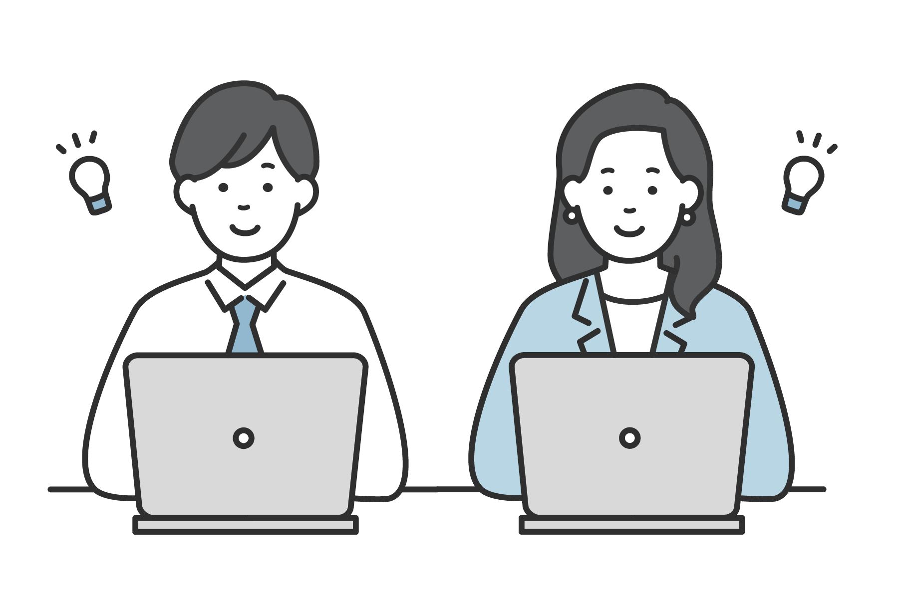 PC操作する男女