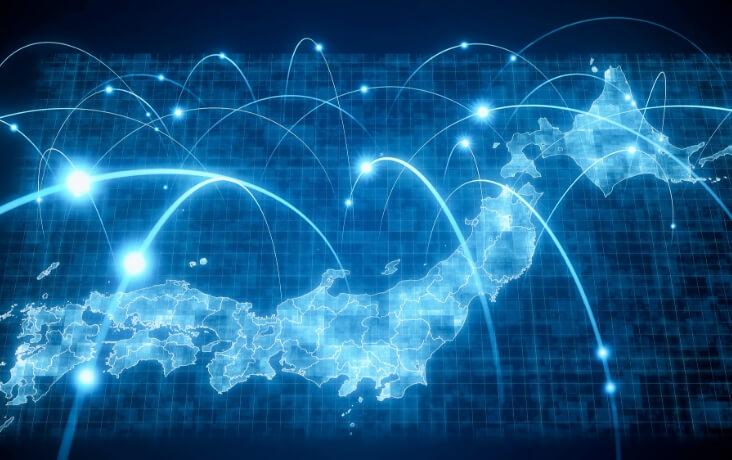 日本全国を結ぶデジタルネットワークのイメージ