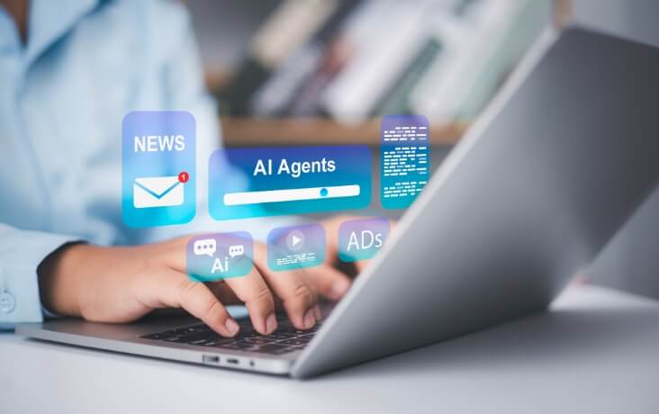 AIエージェントを活用した情報検索と業務支援のイメージ