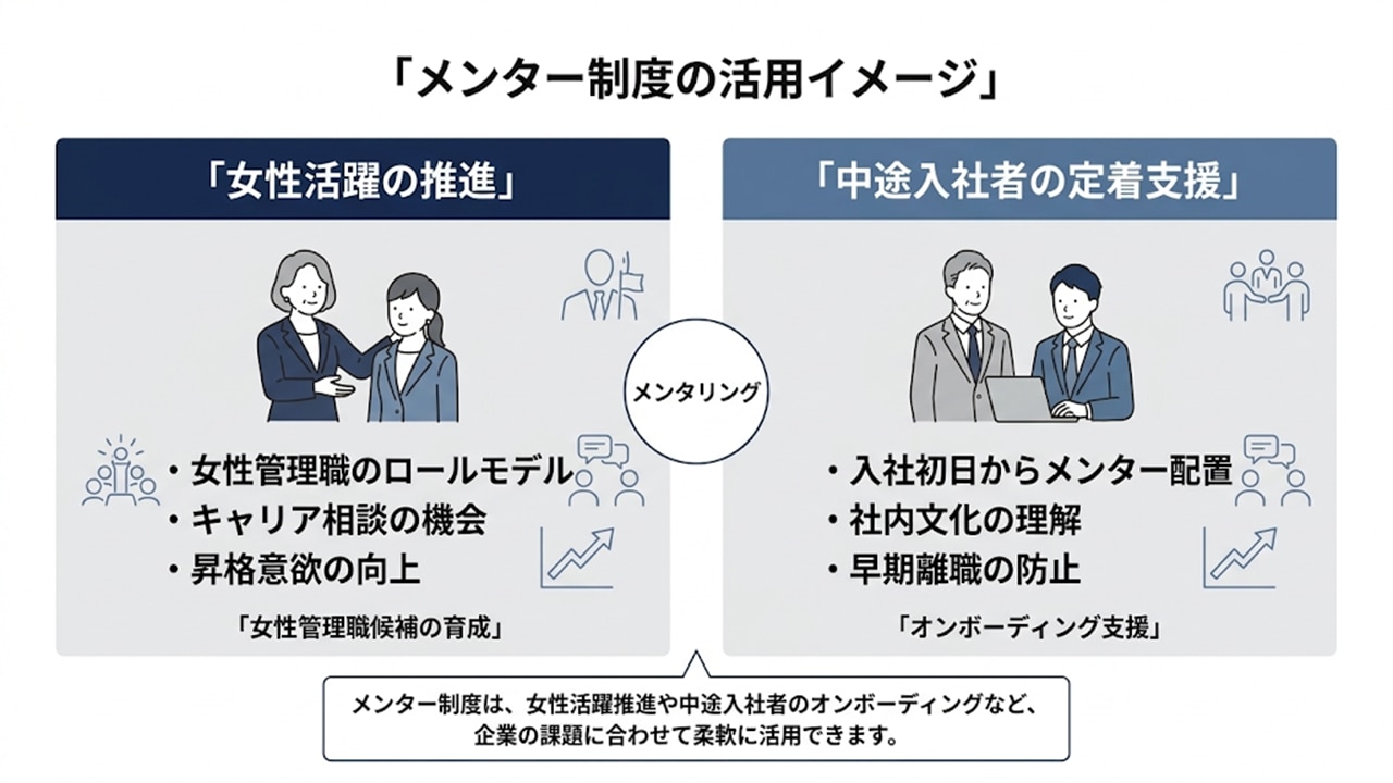 メンター制度の活用例（女性活躍・中途定着）