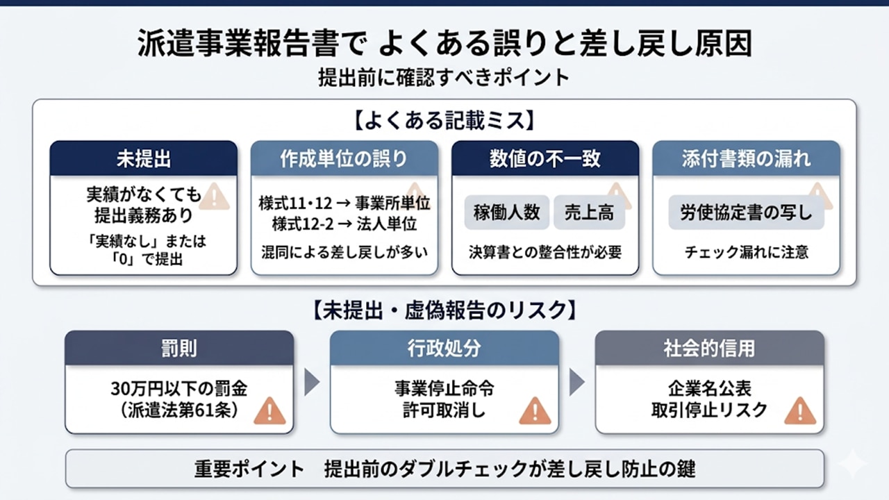 派遣事業報告書のよくある誤りと差し戻し原因