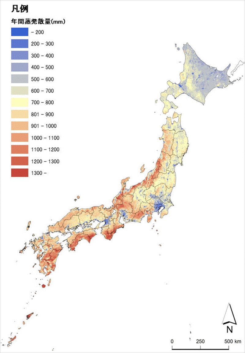 水の年間蒸発発散量