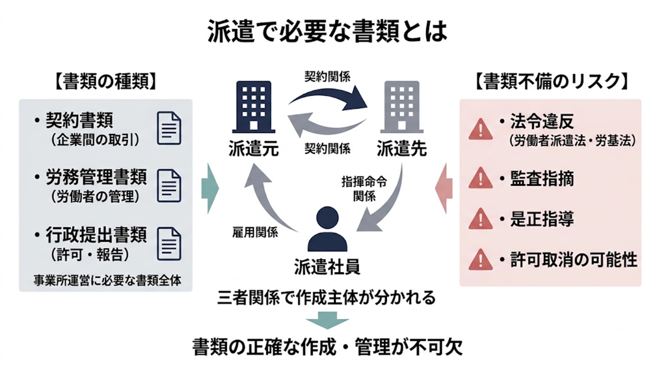 派遣書類の種類・三者関係・リスクの全体像