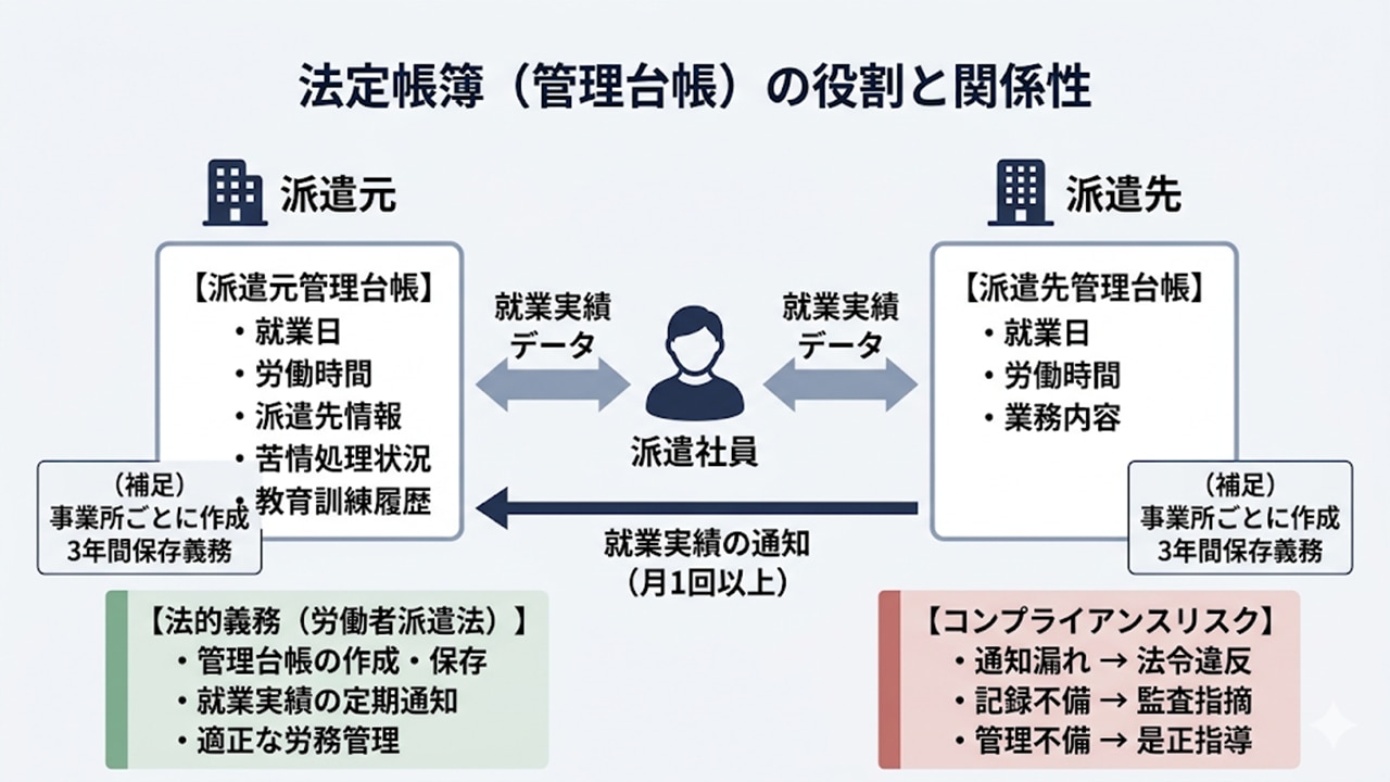 派遣元・派遣先の管理台帳と通知義務の関係