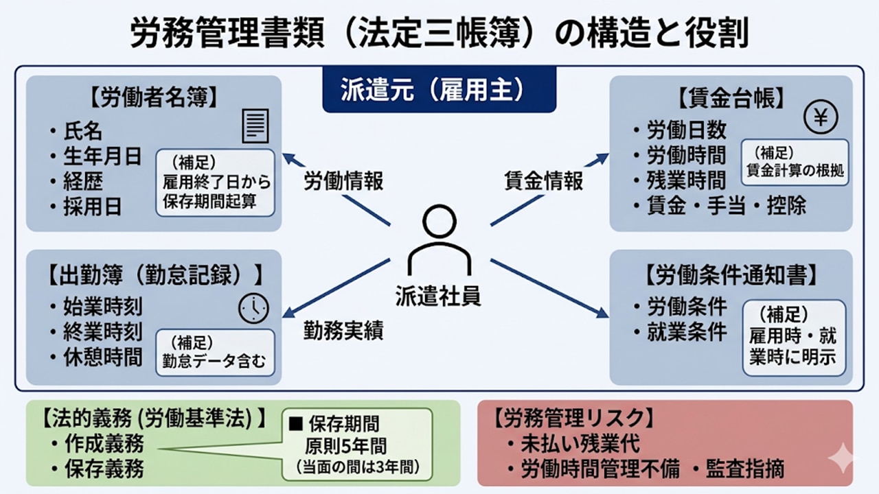 法定三帳簿の構成と労務管理の基本