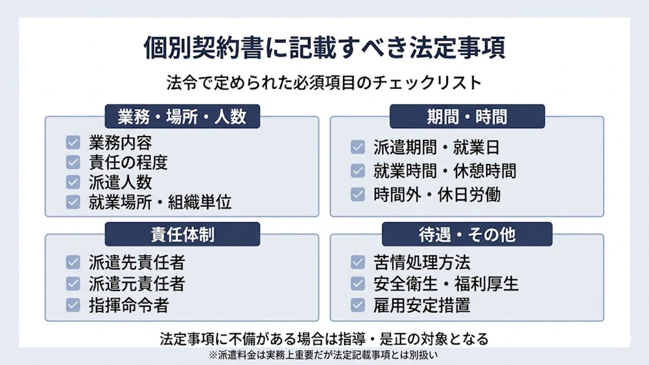 個別契約書に記載すべき法定事項のチェックリスト図