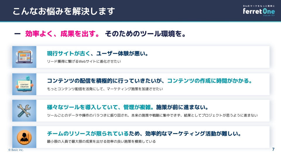 ferret CMS紹介資料スライド例