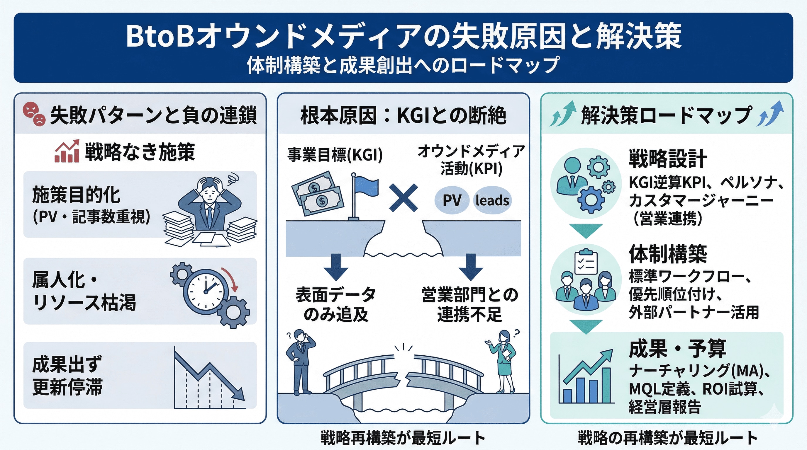 BtoBオウンドメディアの失敗原因と解決策