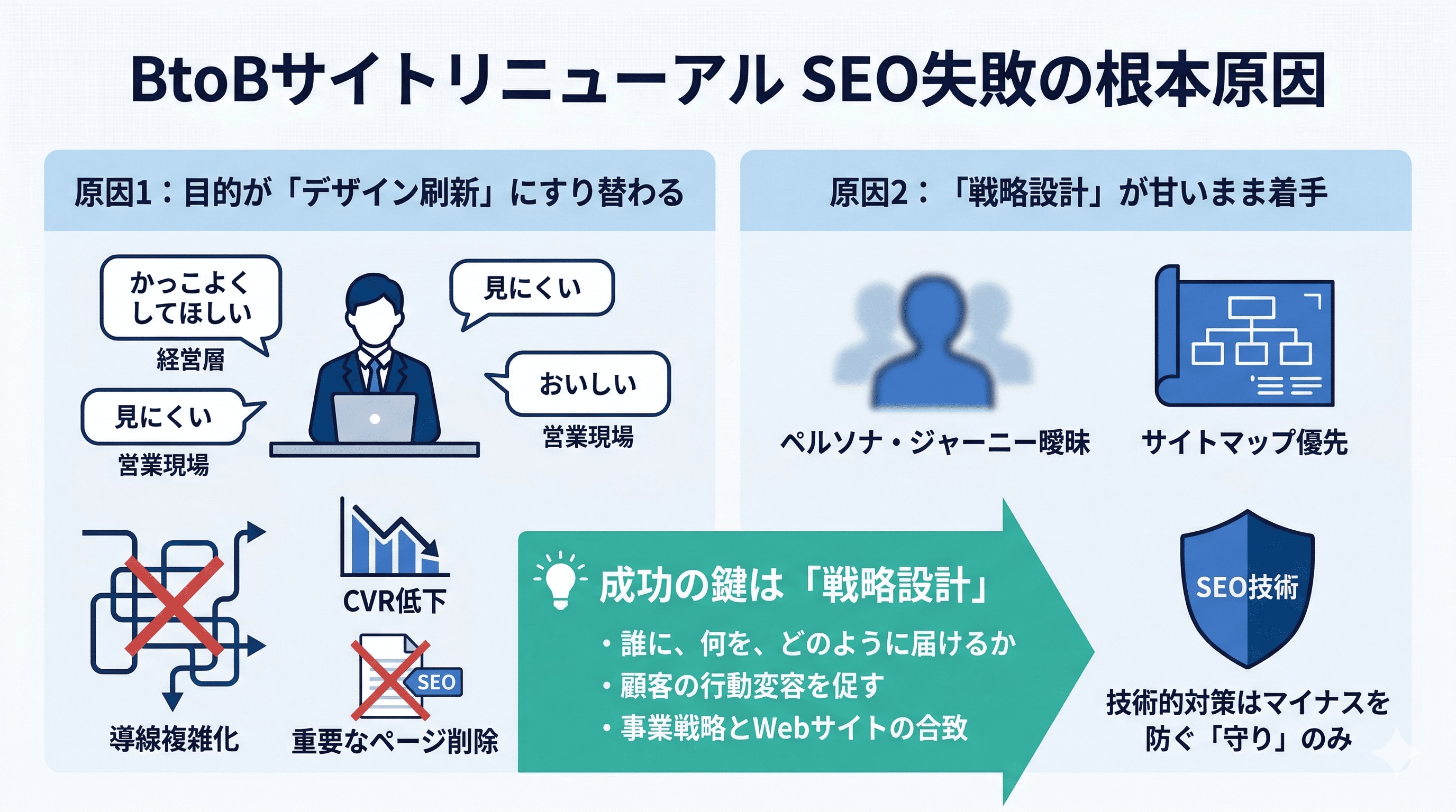BtoBサイトリニューアルSEO失敗の根本原因