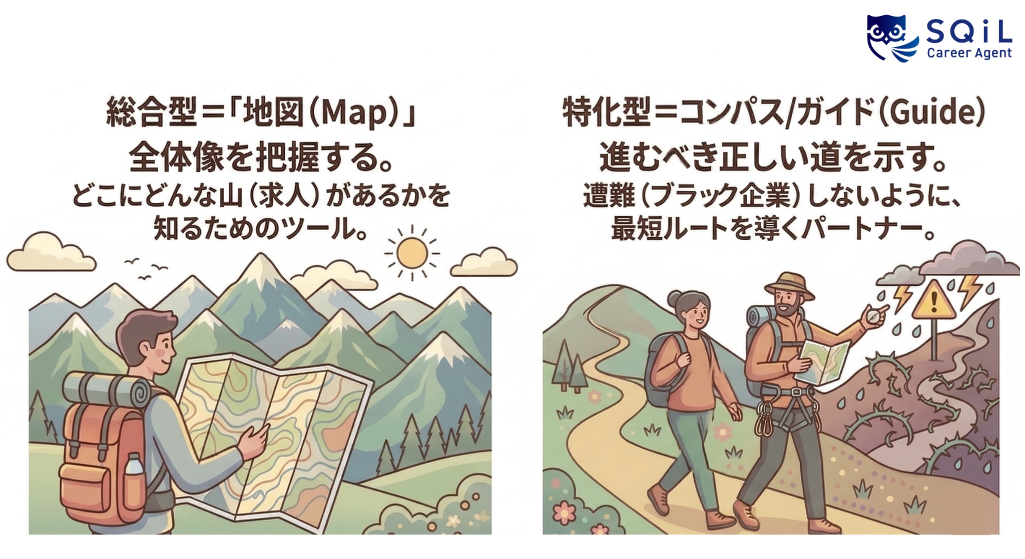 転職エージェント総合型・特化型の違い