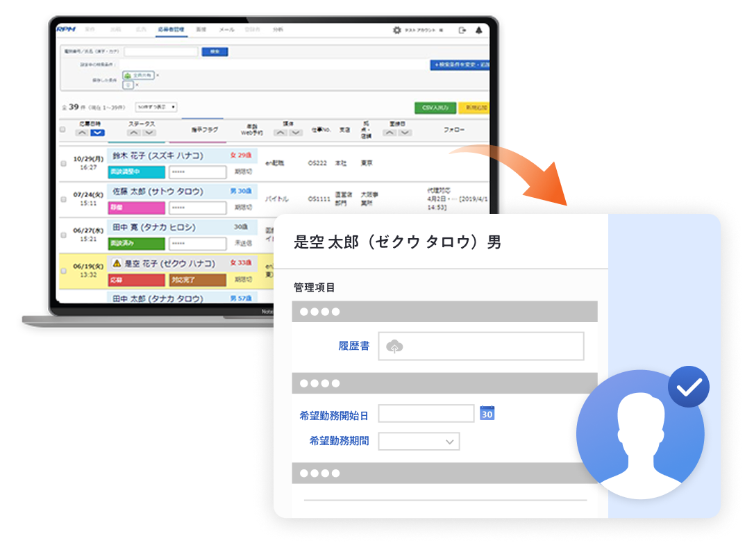 応募者管理機能イメージ図