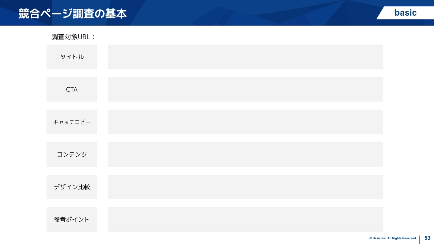 競合ページ調査フォーマット