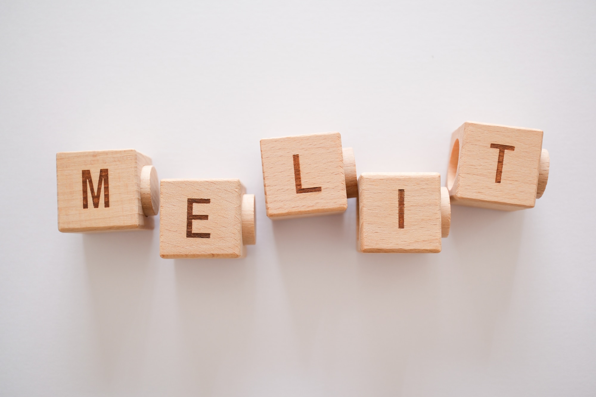 MERITの文字の積み木