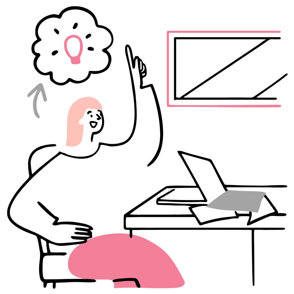 アイデア段階で試作を検討しているイメージイラスト