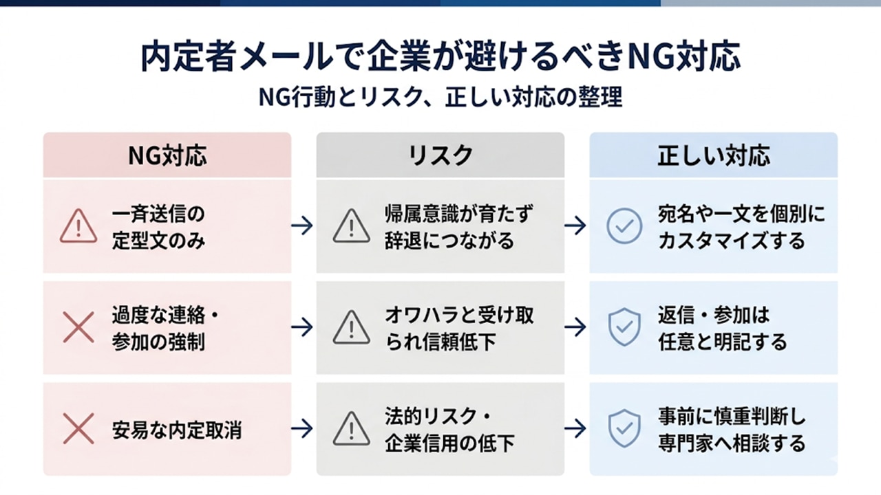 内定者メールのNG対応と対策