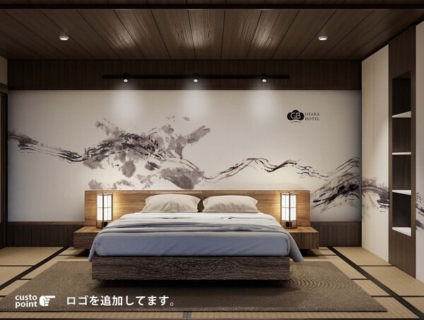 水墨画風の山のデザインの壁紙