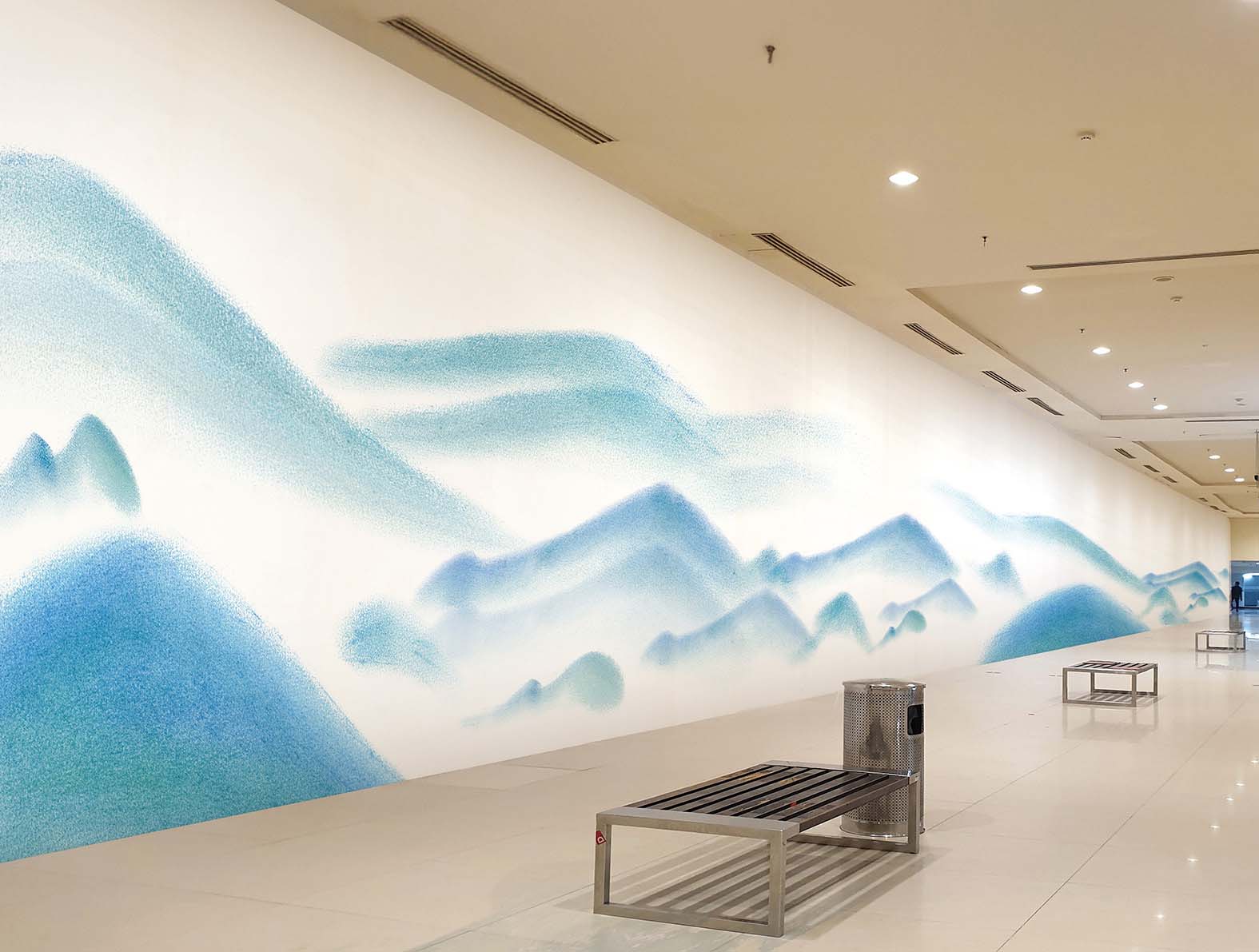 パステル調の稜線のイラストの壁紙