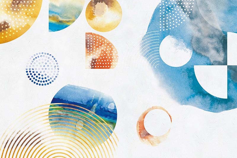 水彩風の幾何学デザインのイラストの壁紙
