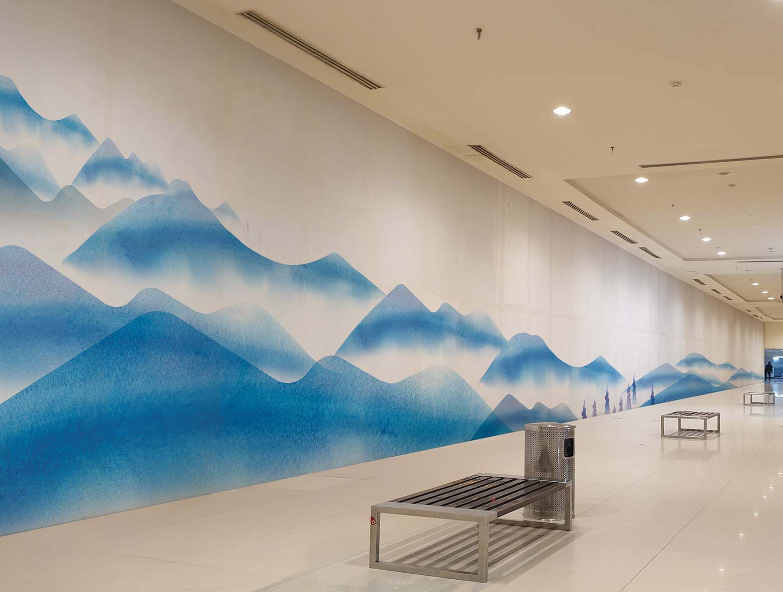 水彩風の稜線のイラストの壁紙