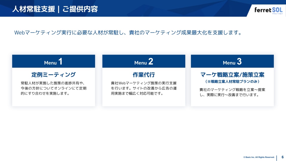 サービス紹介資料のスライド例