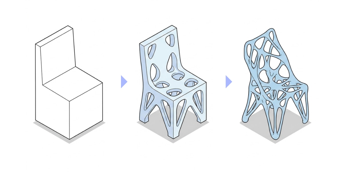 金属3Dプリンタによるトポロジー最適化の段階的プロセス