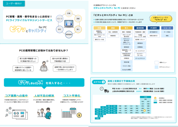 ユーザー向けピタッとキャパシティパンフレット画像