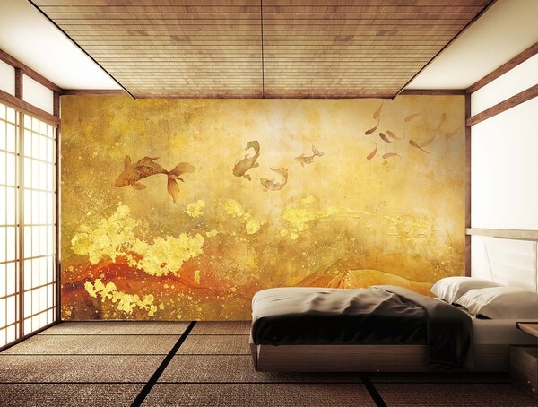 ゴールドの和スタイルの壁紙