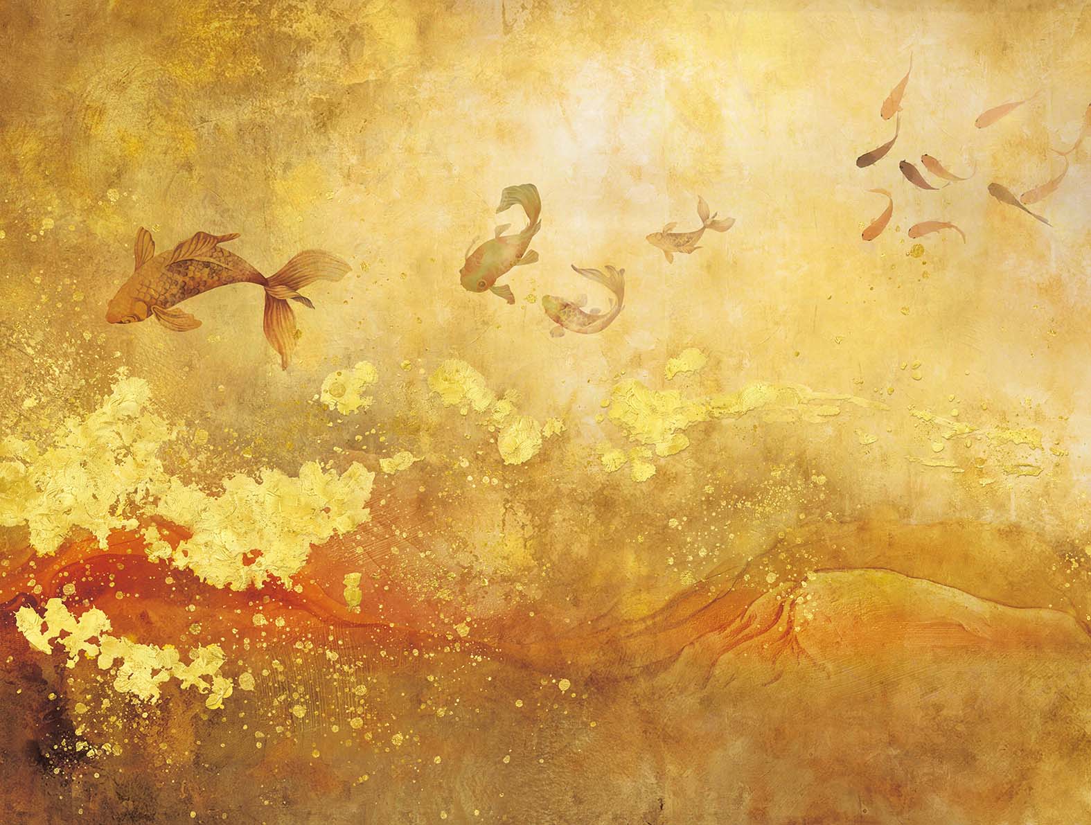 ゴールドの和スタイルの壁紙