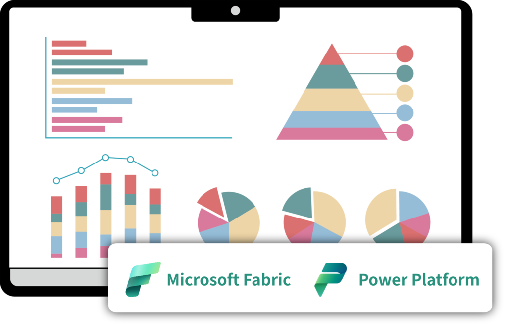 Microsoft FabricおよびPower Platformで実現するデータの見える化イメージ画像