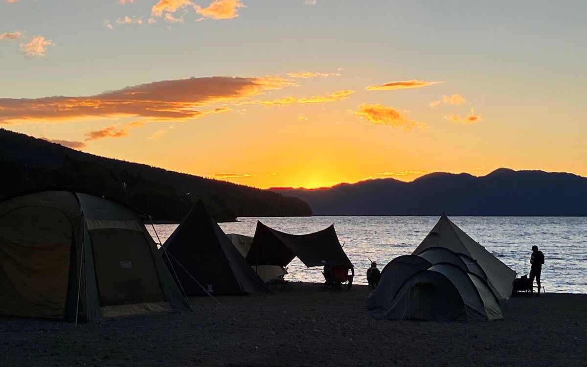 支笏湖モラップキャンプ場の夕日