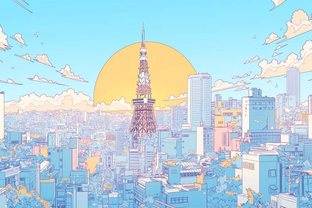 ポップでカラフルな東京タワーの壁紙