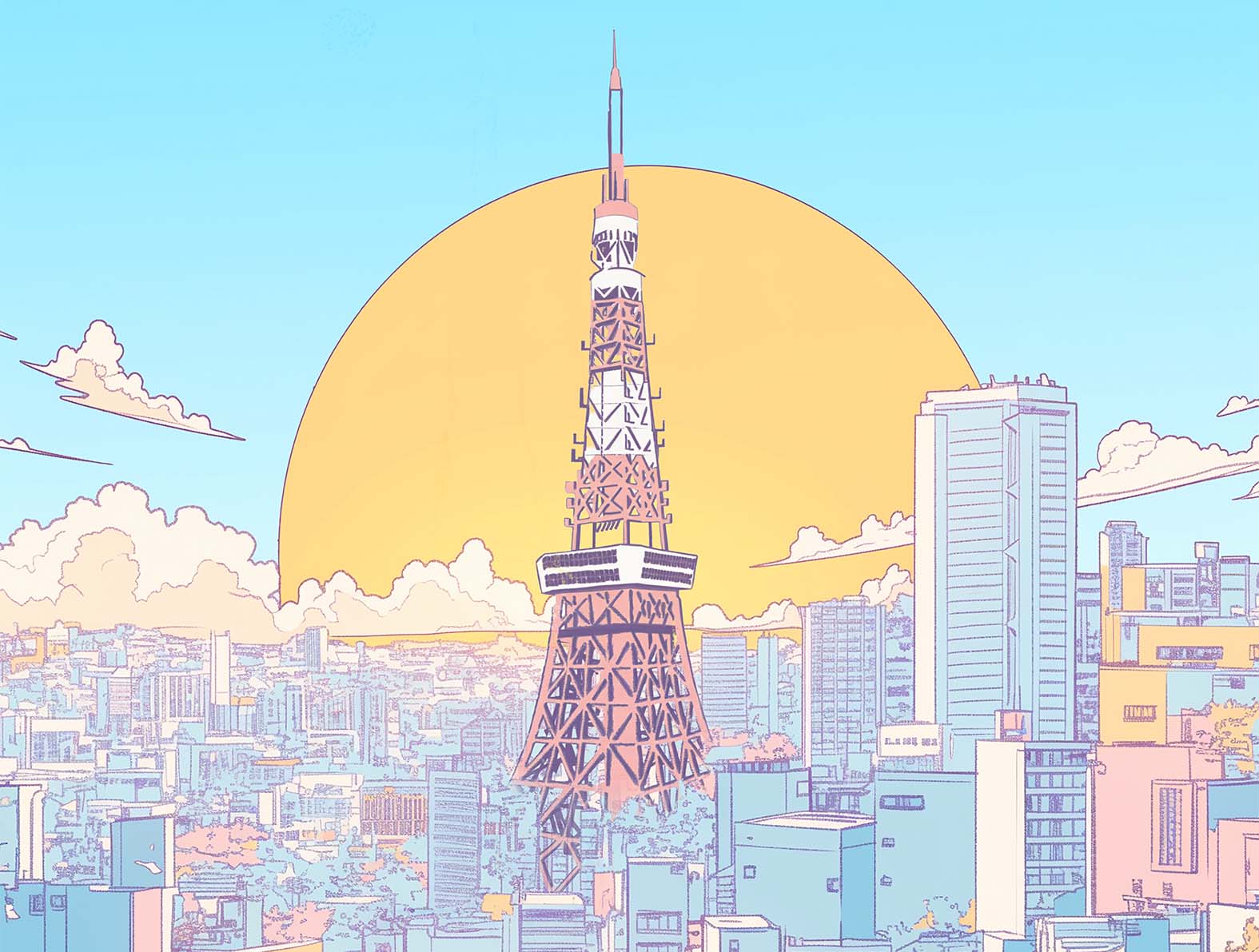 ポップでカラフルな東京タワーの壁紙