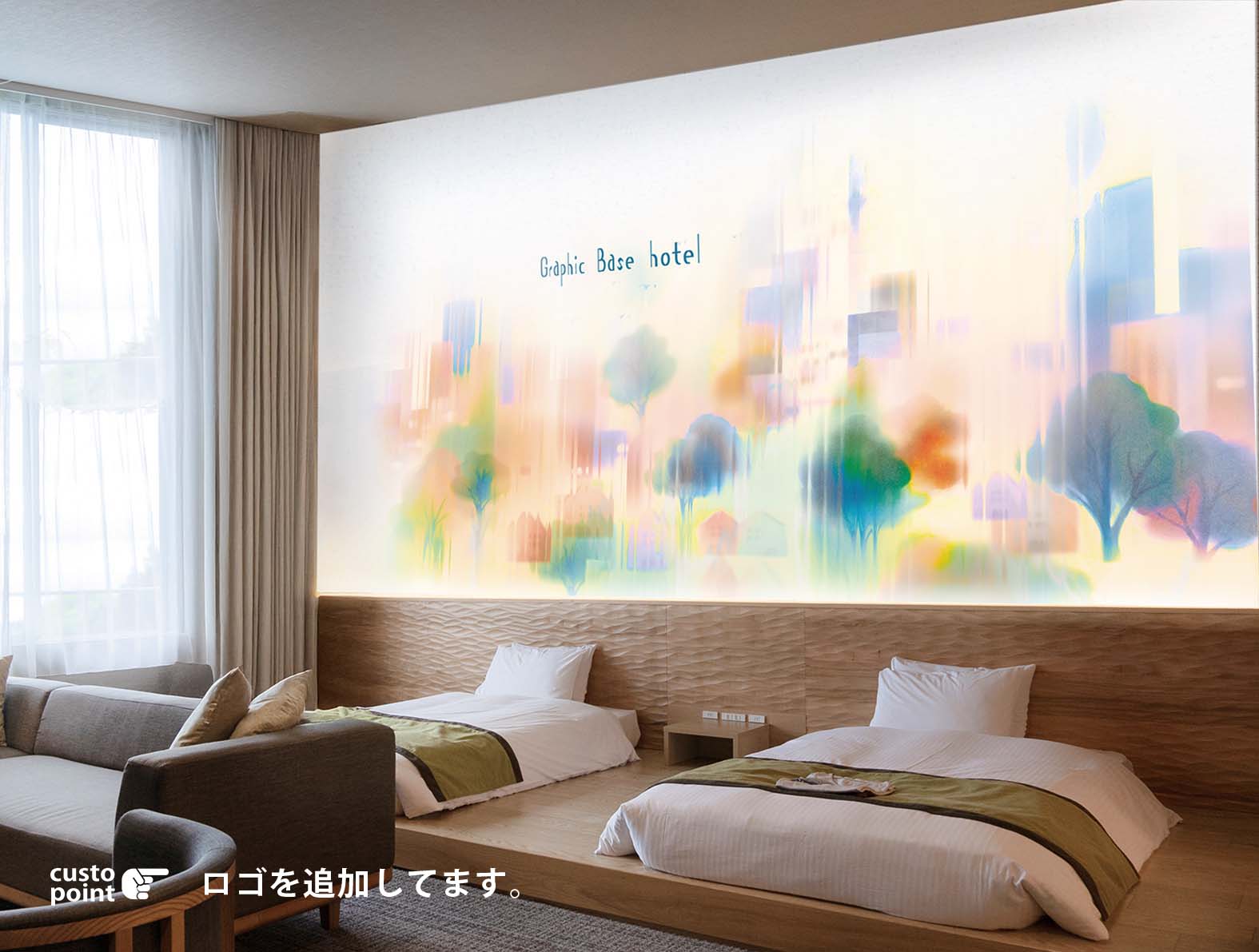 パステル超のポップな街並みの壁紙