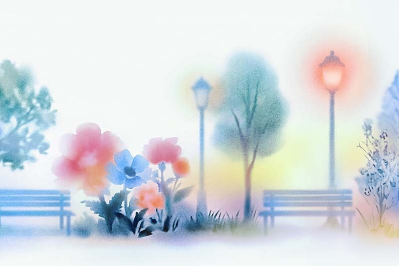 水彩画風の景色の壁紙