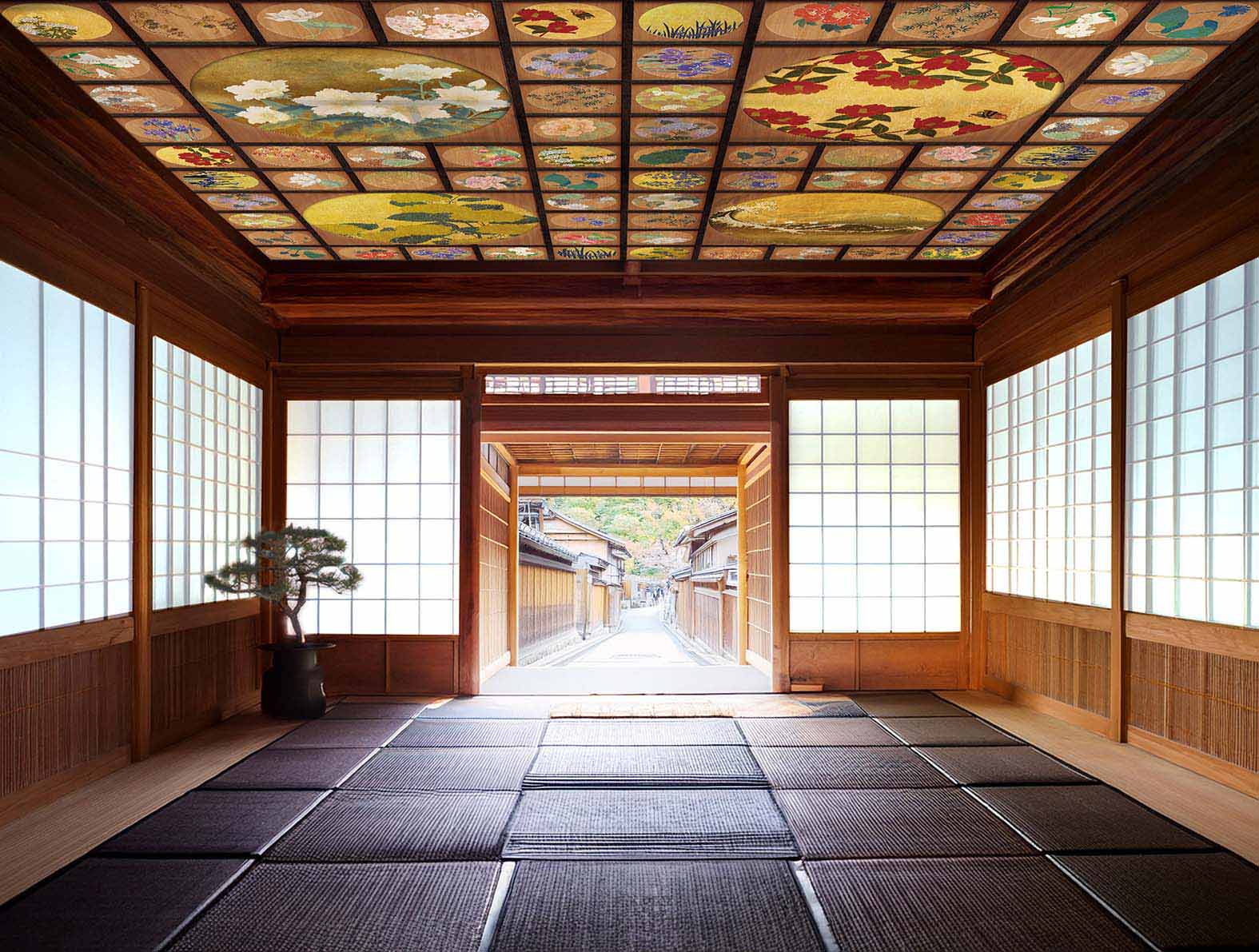 和スタイルの天井の壁紙