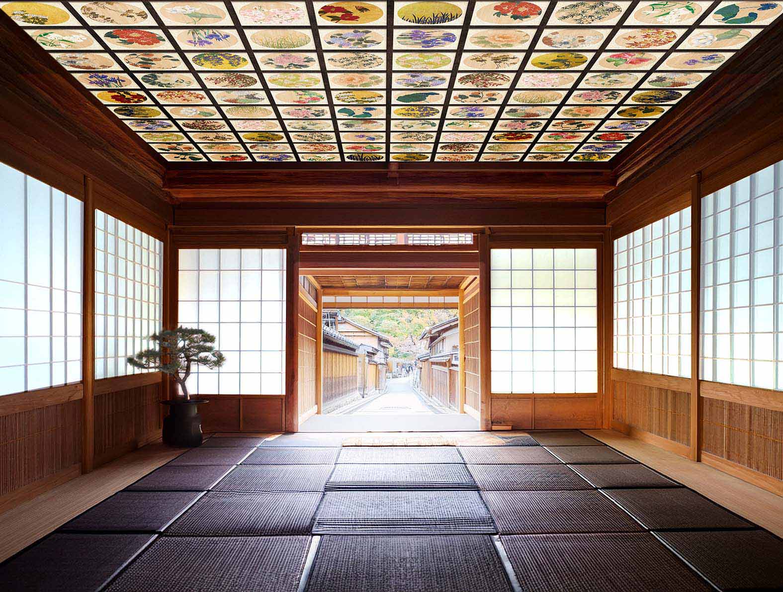 和スタイルの天井の壁紙