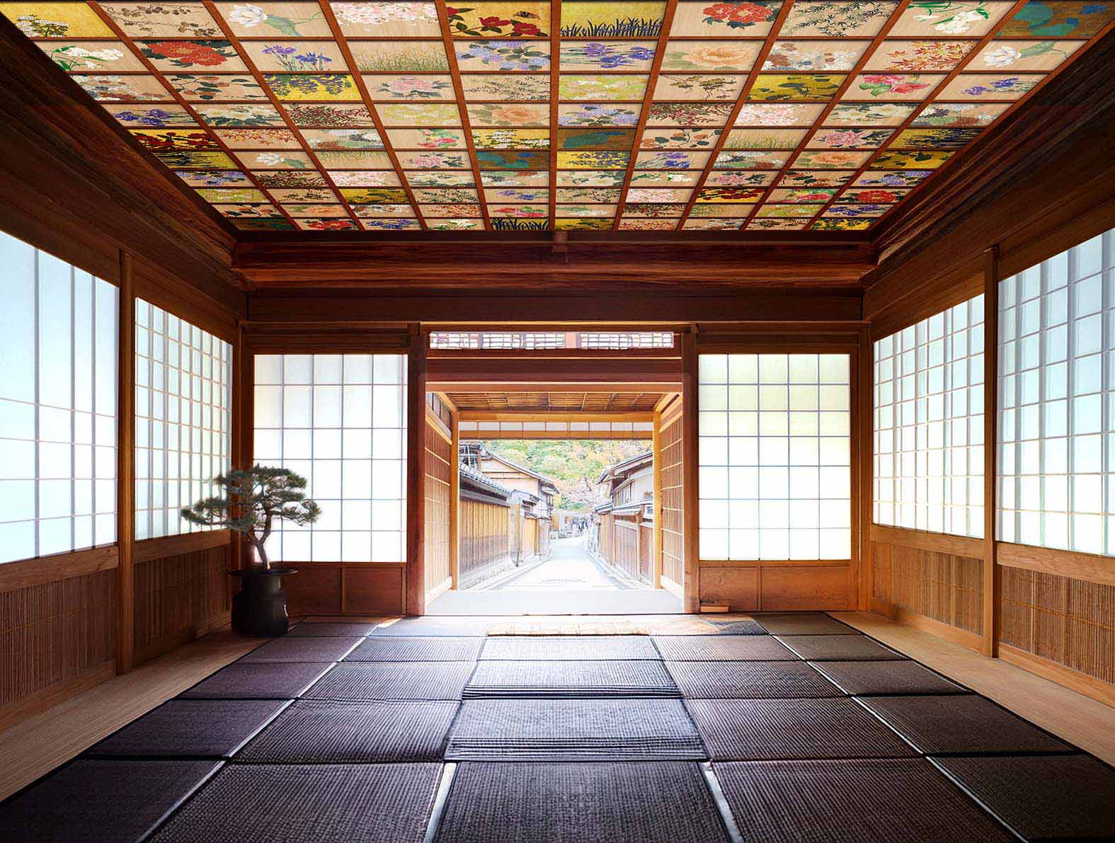 和スタイルの天井の壁紙